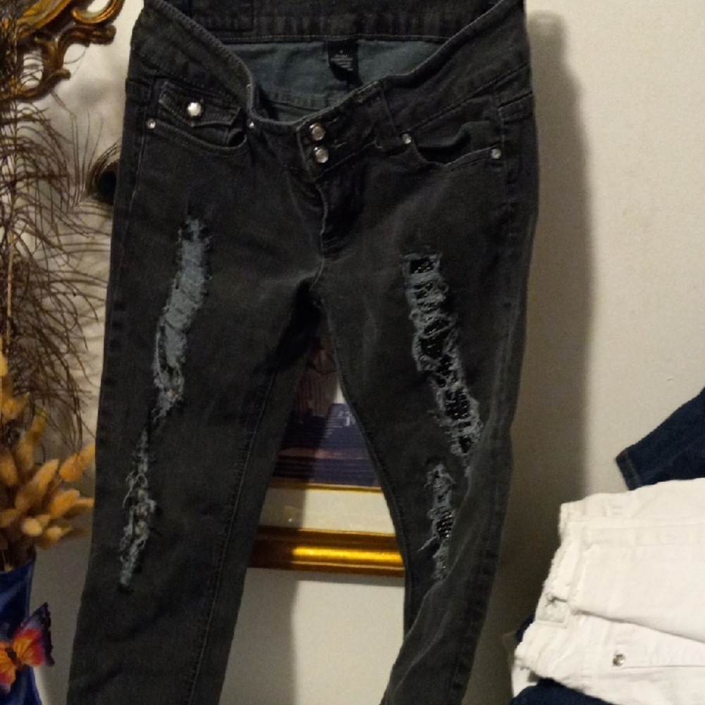 Distressed Black Jeans